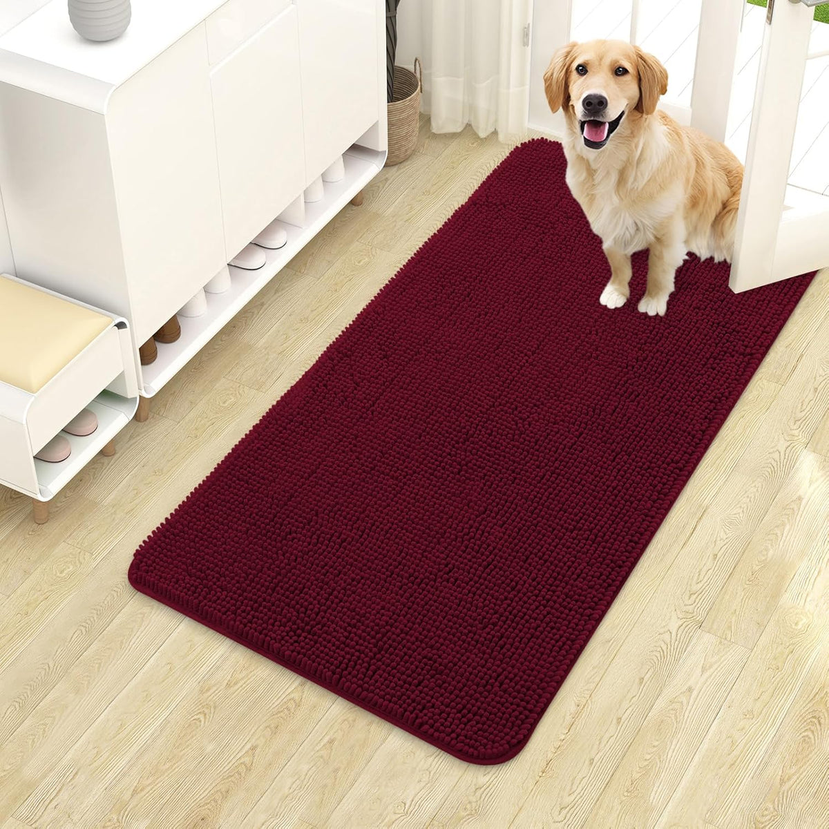 OLANLY Dog Door Mat for Muddy Paws 40x24, Absorbs Moisture and Dirt, Absorbent Non-Slip Washable