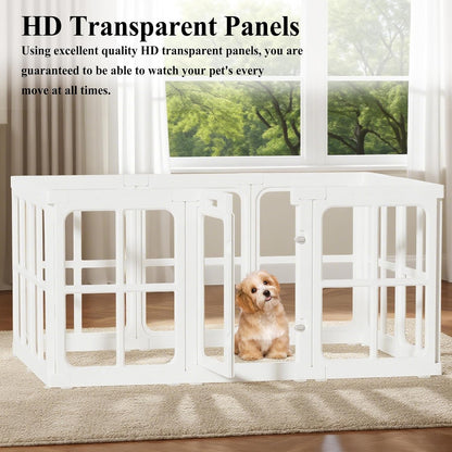 Clear Acrylic Dog Playpen with Door, for Puppy Cat Rabbit Transparent Pet Pen, Dog Playpen Indoor
