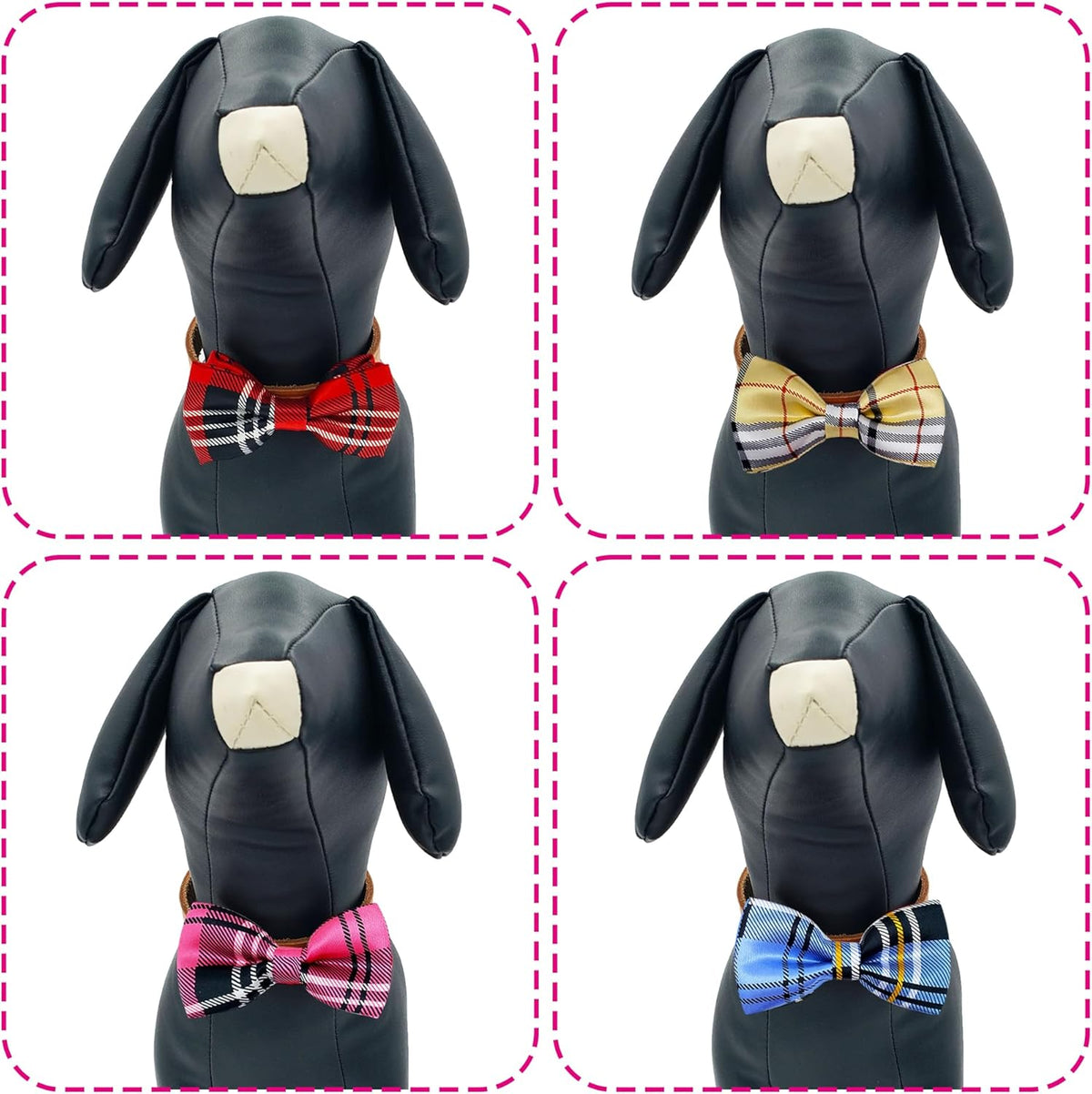 PET SHOW 8pcs Plaid Small Dogs Collar Bow Ties Puppies Cats Collar Charms Accessories Slides