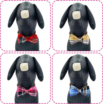 PET SHOW 8pcs Plaid Small Dogs Collar Bow Ties Puppies Cats Collar Charms Accessories Slides