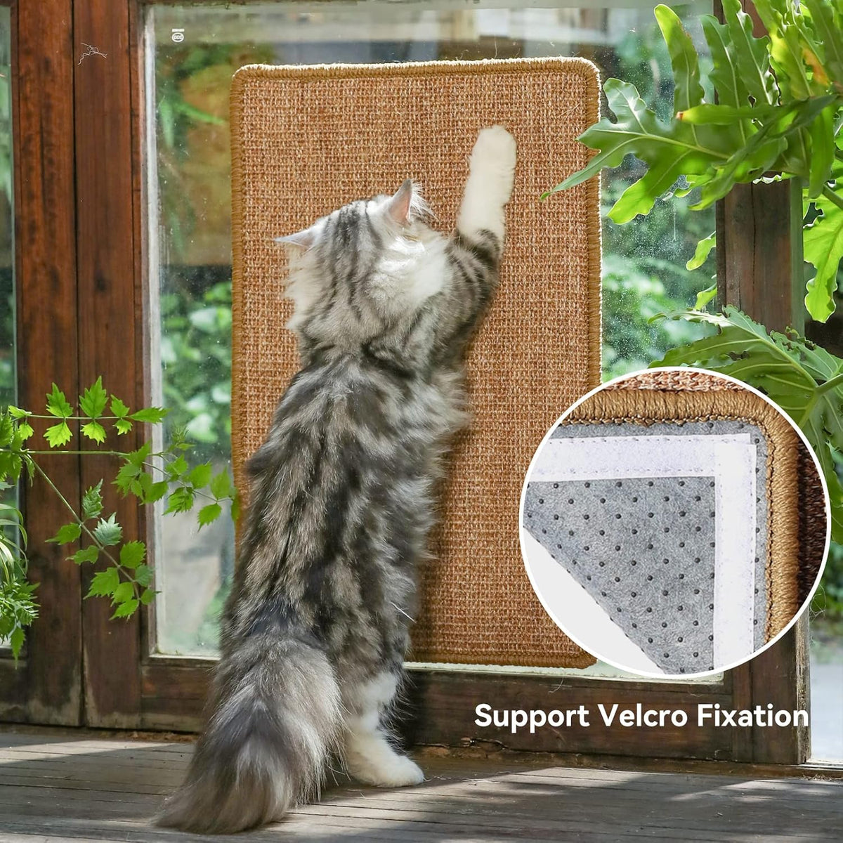 FUKUMARU Cat Scratcher Mat, 23.6 X 15.7 Inch Natural Sisal Cat Scratch Mats, Horizontal Cat Floor