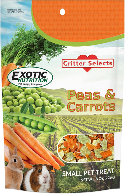 Exotic Nutrition Peas & Carrots 8 oz. - Healthy Natural Mixed Dried Vegetable Treat - for Rabbits