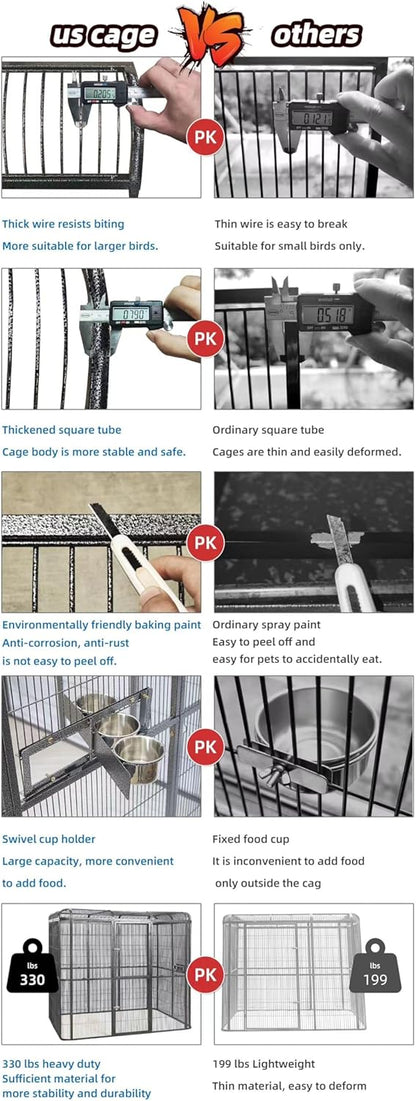 SENY Heavy Duty Large Walk-in Bird Aviary Cage, 79H x 86W x 62D inches, for Parrots, Macaws
