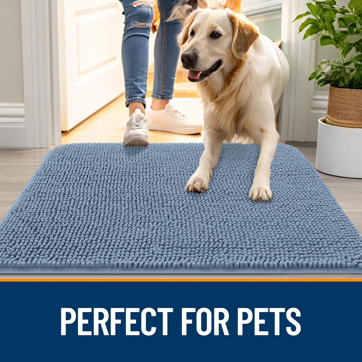 OLANLY Dog Door Mat for Muddy Paws 47x20, Absorbs Moisture and Dirt, Absorbent Non-Slip Washable
