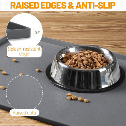 Hubulk Dog Feeding Mat,100% Waterproof Food Grade Silicone Pet Food and Water Bowl