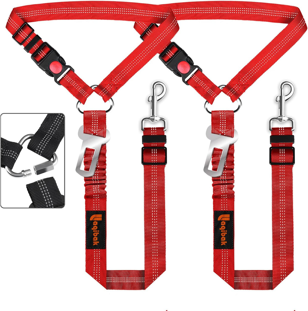 Removable Dog Seat Belt Harness for Car, 3 in 1 Pet Dog Car Seatbelt Leash, Retractable Restraint