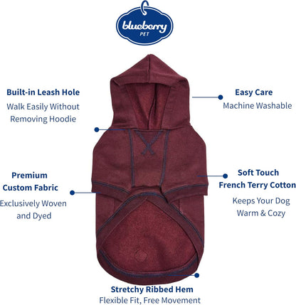 Blueberry Pet Essentials Hoodie – 26″ Cotton‑Blend Sweatshirt with Hood, Burgundy Red