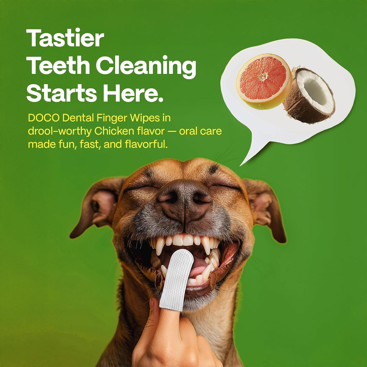 DOCO Dog Teeth Cleaning Wipes Dental Finger Wipes for Cats & Dogs Remove Plaque & Tartar, Freshen
