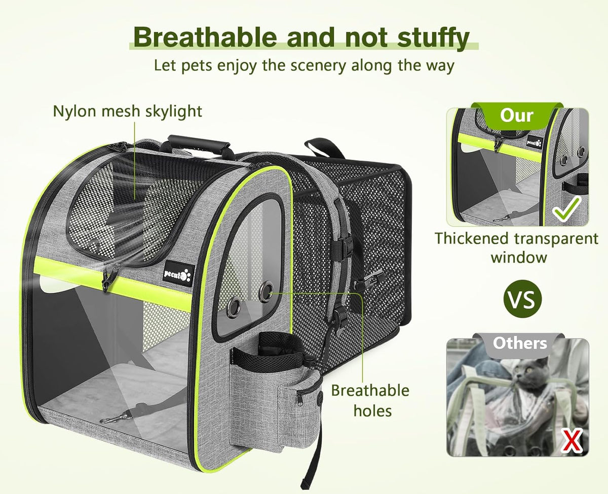 Pecute Pet Carrier Backpack, Large Cat Carrier Backpack Hold Up to 22 Lbs, Expandable cat Backpack