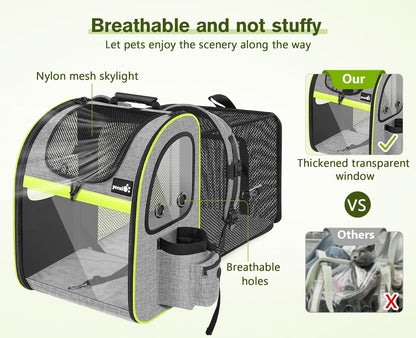 Pecute Pet Carrier Backpack, Large Cat Carrier Backpack Hold Up to 22 Lbs, Expandable cat Backpack