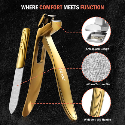 BEZOX Ergonomic Angled Head Thick Toenail Clipper for Seniors - Large Nail Clippers for Thick and