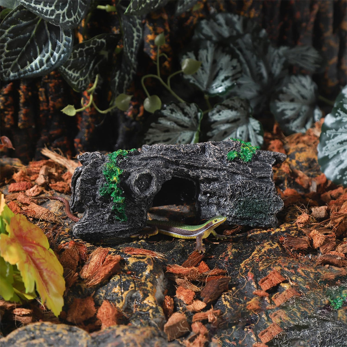 IBWell Aquarium Wood Fish Tank Decorations，Resin Fake Logs Terrarium DÉCor, Reptile Hide Aquarium