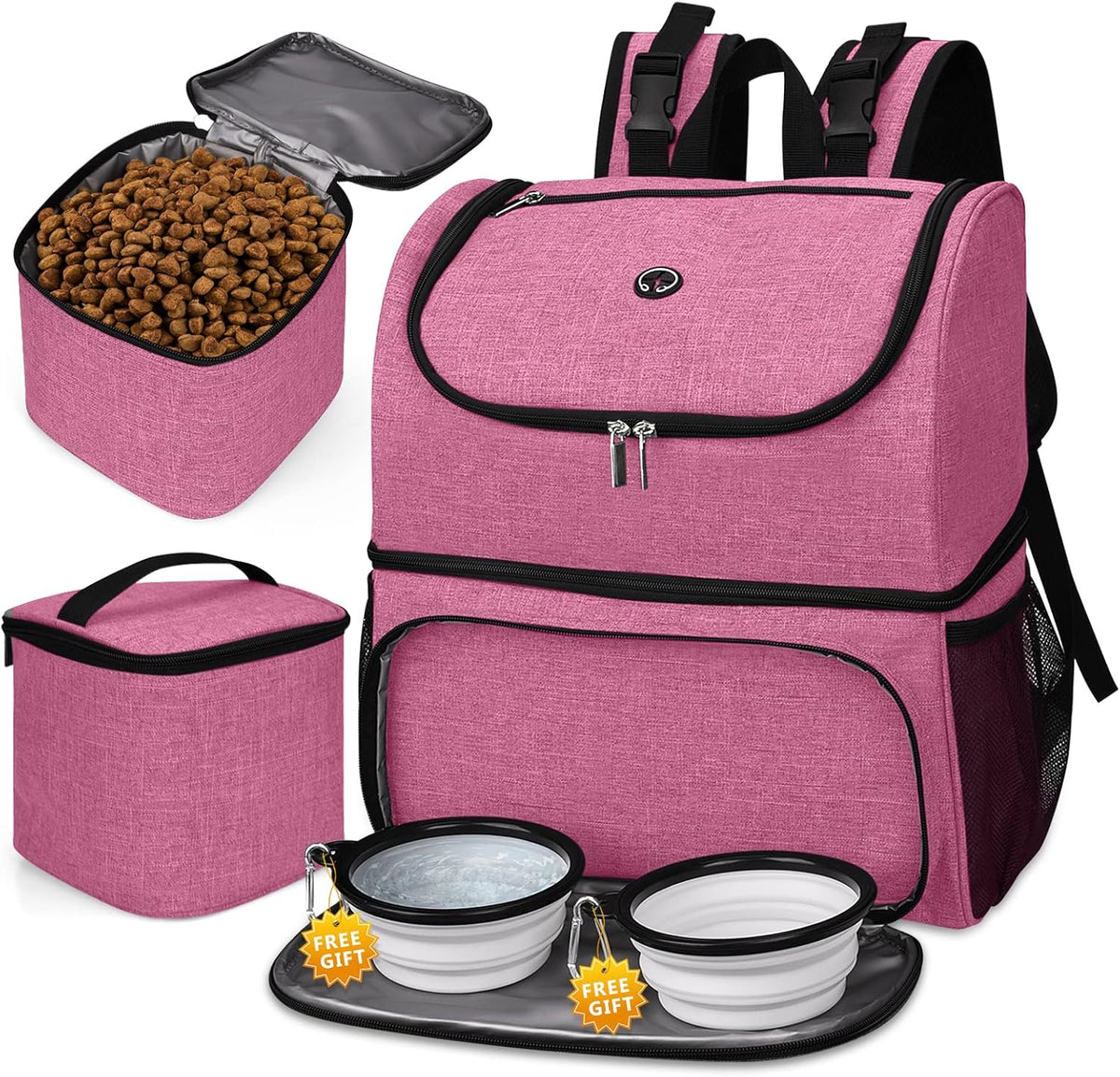 BAGLHER Pet Travel Bag, Double-Layer Pet Supplies Backpack (for All Pet Travel Supplies), Pet