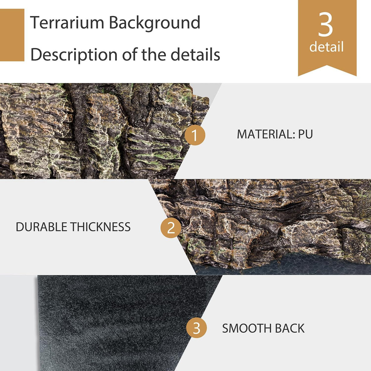 4pcs Rock Terrarium Background,3D Reptile Tank Background Board,Amphibian Stereo Backdrop