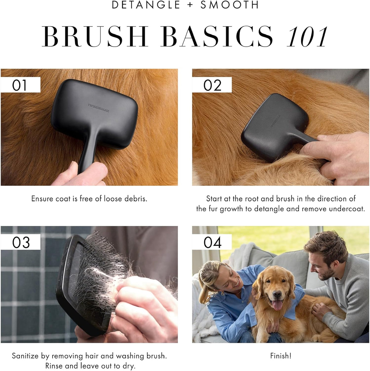 Tweezerman Dog and Cat Slicker Brush for Large Pets, Grooming Brush with Coated Bristles to Prevent