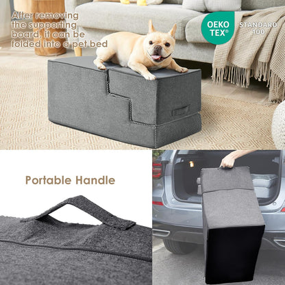 EHEYCIGA Dog Stairs for High Bed 22.5" H, 5-Step Dog Steps for Bed, Pet Steps for Small Dogs and