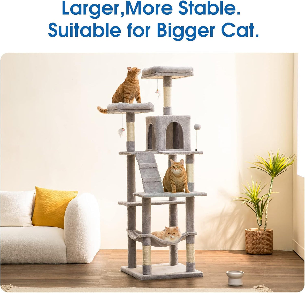 MWPO 70.1-Inch Large Cat Tree, Multi-Level Tall Cat Tower for Indoor Cats, Plush Cat Condo with Big