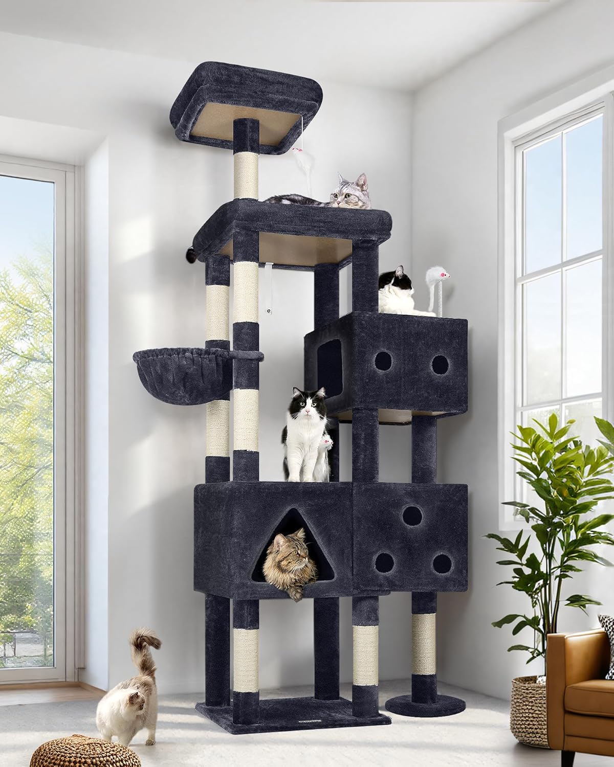 Globlazer Extra Large Cat Tower, 81-inch Tall Cat Tree for Big Cats 20 lbs, XXL Heavy Duty Cat