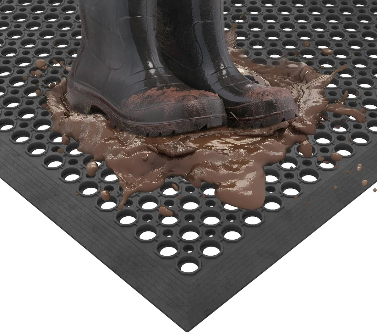 Ottomanson Heavy Duty Rubber Floor Mat – Non-Slip, Waterproof, Easy to Clean – Anti-Fatigue Mat for