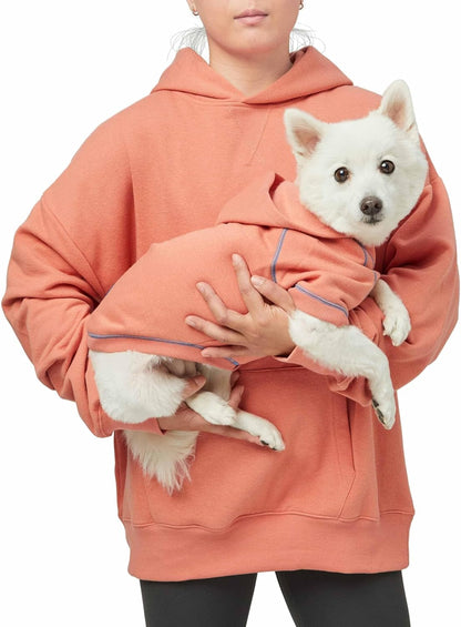 Blueberry Pet Essentials Dog Hoodie – 10 inch, Cotton‑Blend Sweatshirt with Hood, Coral