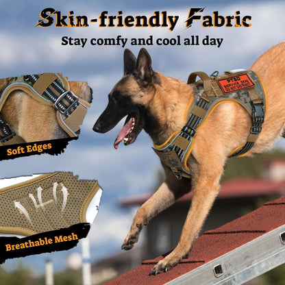 rabbitgoo Dog Harness Medium Sized No Pull, Tactical Service Pet Vest with Molle and Control