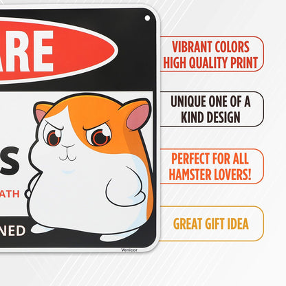 Venicor Hamster Sign Decor - 8 x 12 Inches - Aluminum - Hamster Cage Accessories - Hamster Gifts
