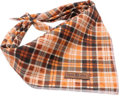 Lionet Plaid Dog Bandana 1PC - Pet Fall Washable Reversible Cotton Scarf, Adjustable Square