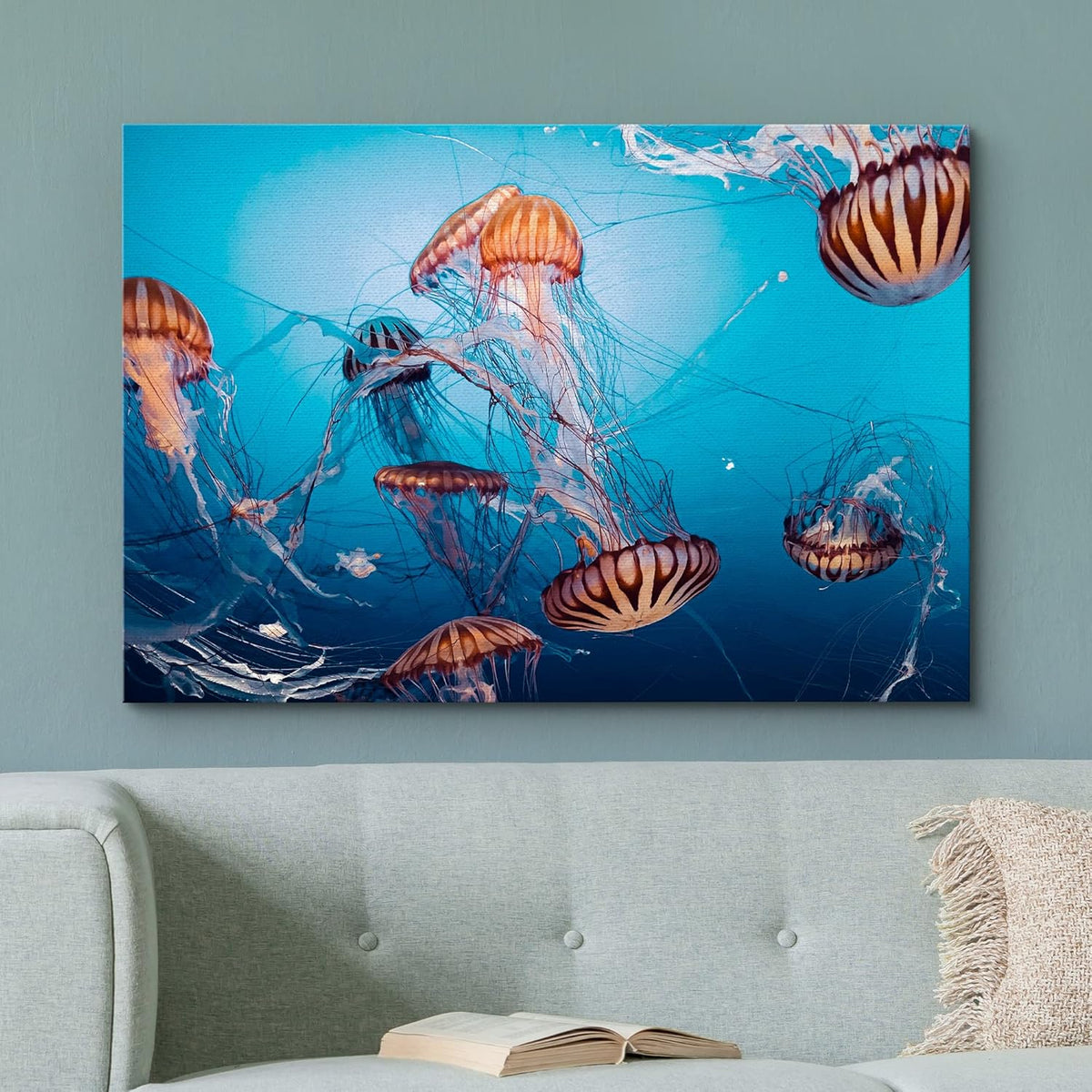 wall26 Canvas Print Wall Art Tiger Stripe Jellyfish Underwater Ocean Sea Nature Animals Photography