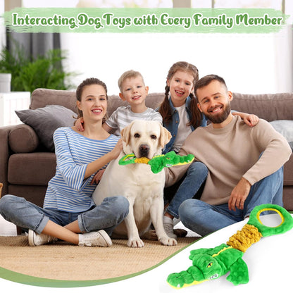 Large Dog Toys, Plush Squeaky Dog Toy with Crinkle Paper and Tug of War Handle, Interactive Puppy
