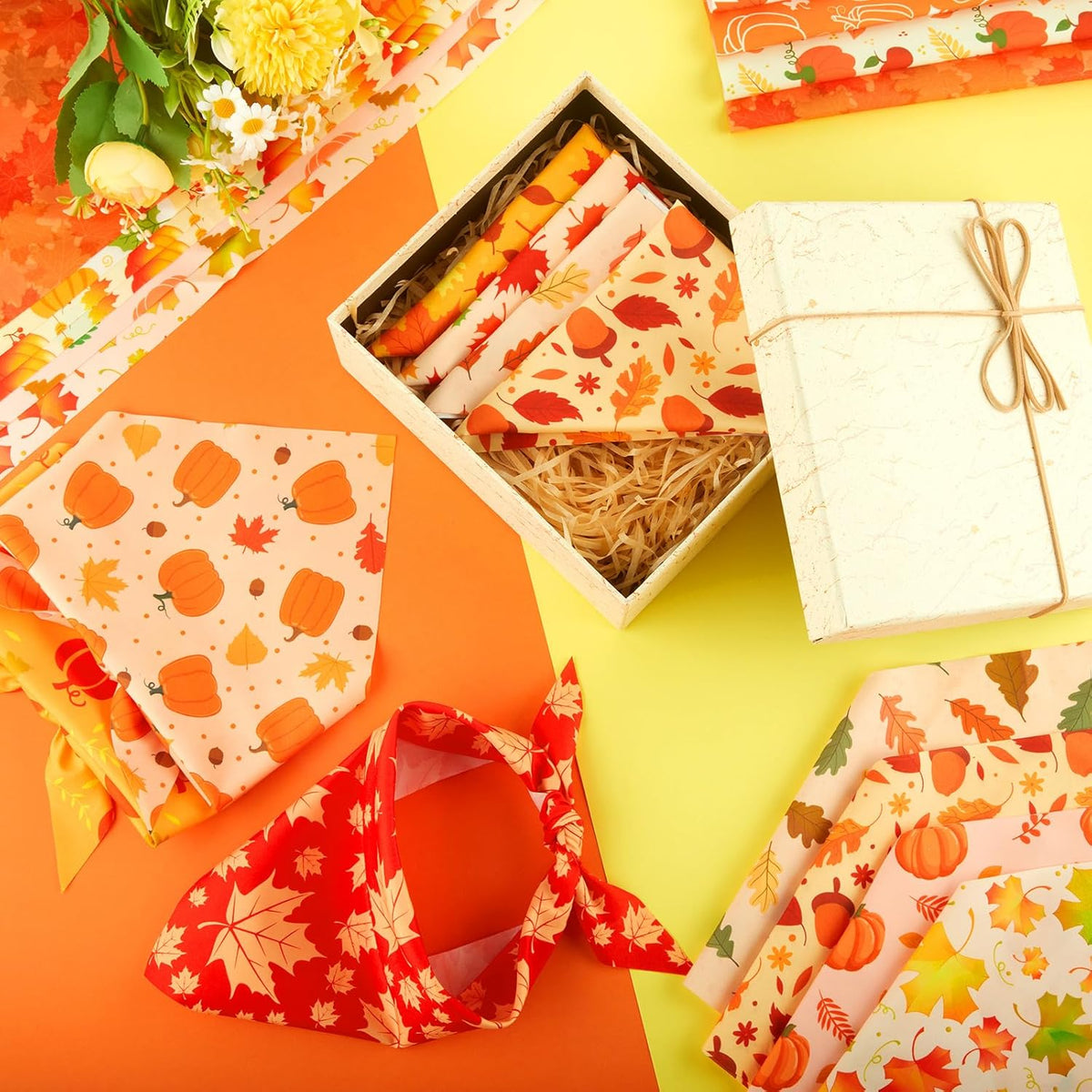 500 Pcs Fall Bandanas for Dogs Autumn Dog Bandanas with Maple Leaves Pumpkin Patterns Soft Bibs