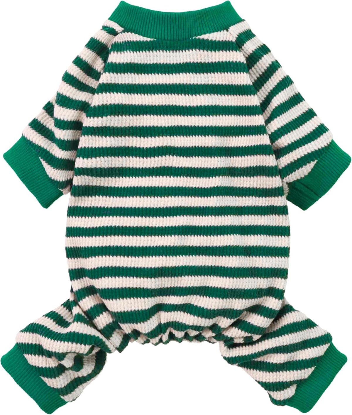 Fitwarm Green and White Striped Dog Pajamas, Waffle Dog Clothes for Small Dogs Girl Boy, Puppy