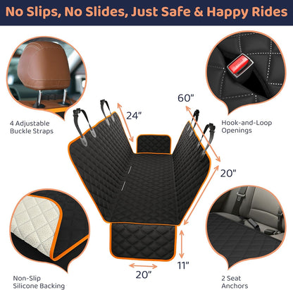 XL Dog Car Seat Cover for Back Seat, Waterproof Hammock for Car, SUV & Truck, Non-Slip Backseat