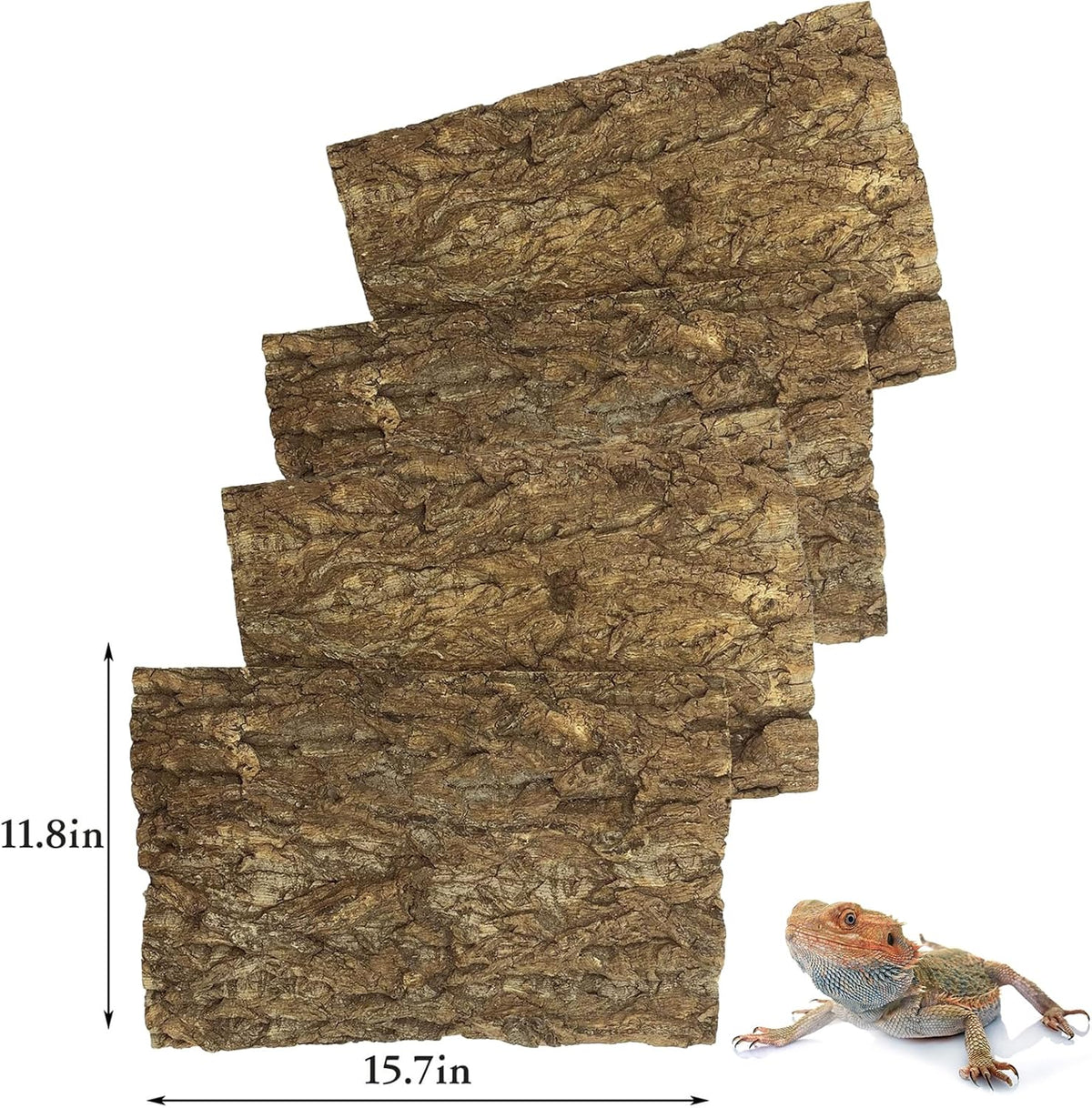 Tfwadmx 4Pcs Cork Tile Terrarium Background 15.7"x11.8" Reptile Bark Backdrop Wall Decor 3D Bearded