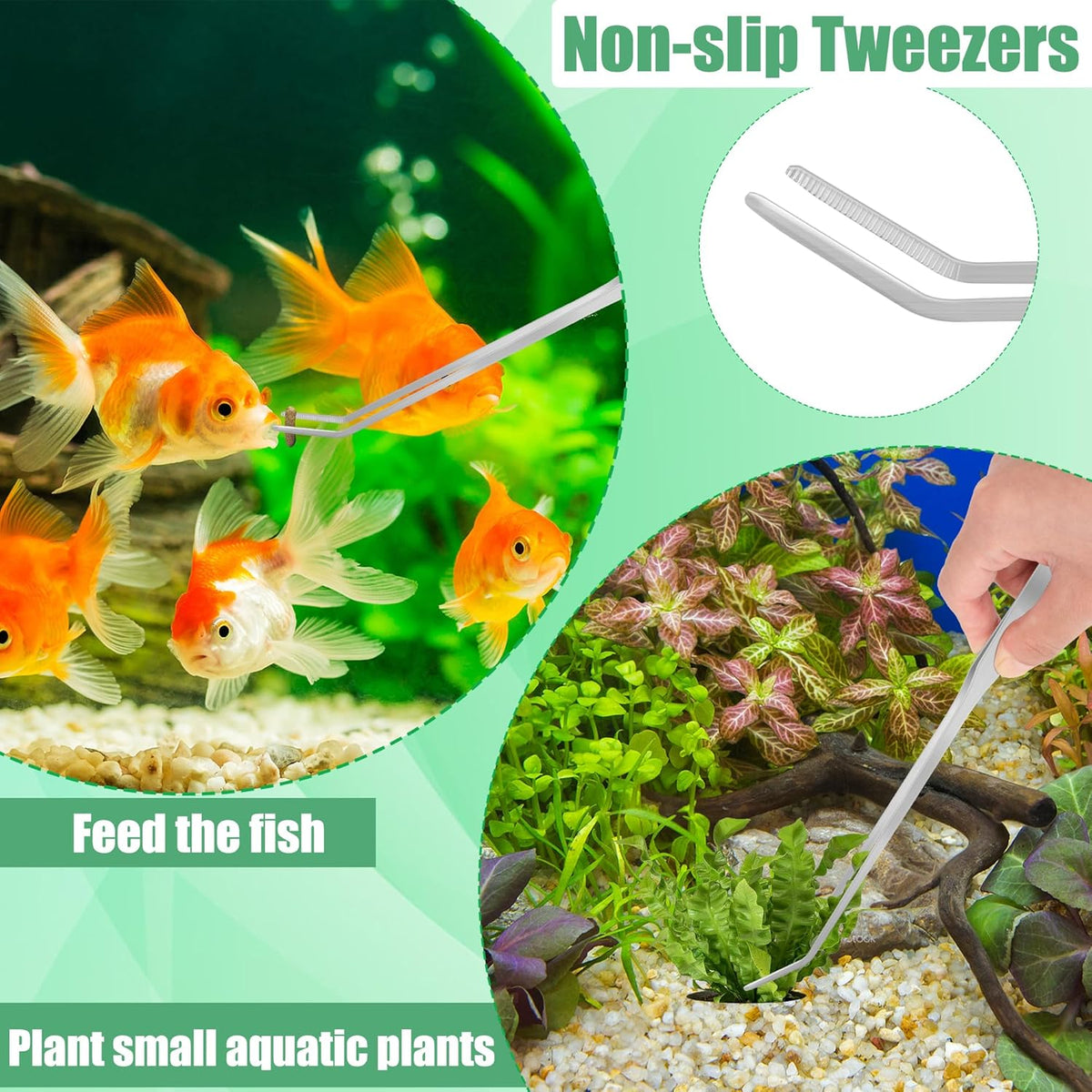 Aquarium Aquascape Tools Kit, 4 in 1 Anti-Rust Aquatic Plant Aquascaping Tool Stainless Steel Black
