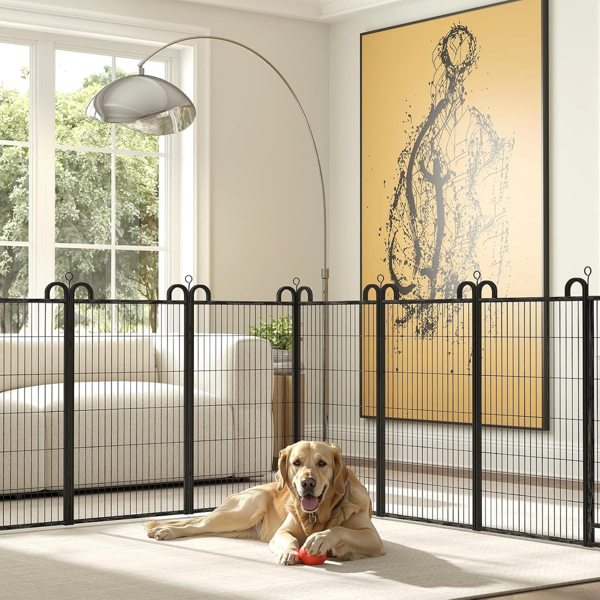 Dog Playpen Outdoor 16 Panels Heavy Duty Dog Fence 47" Height Anti-Rust with Doors Portable for RV