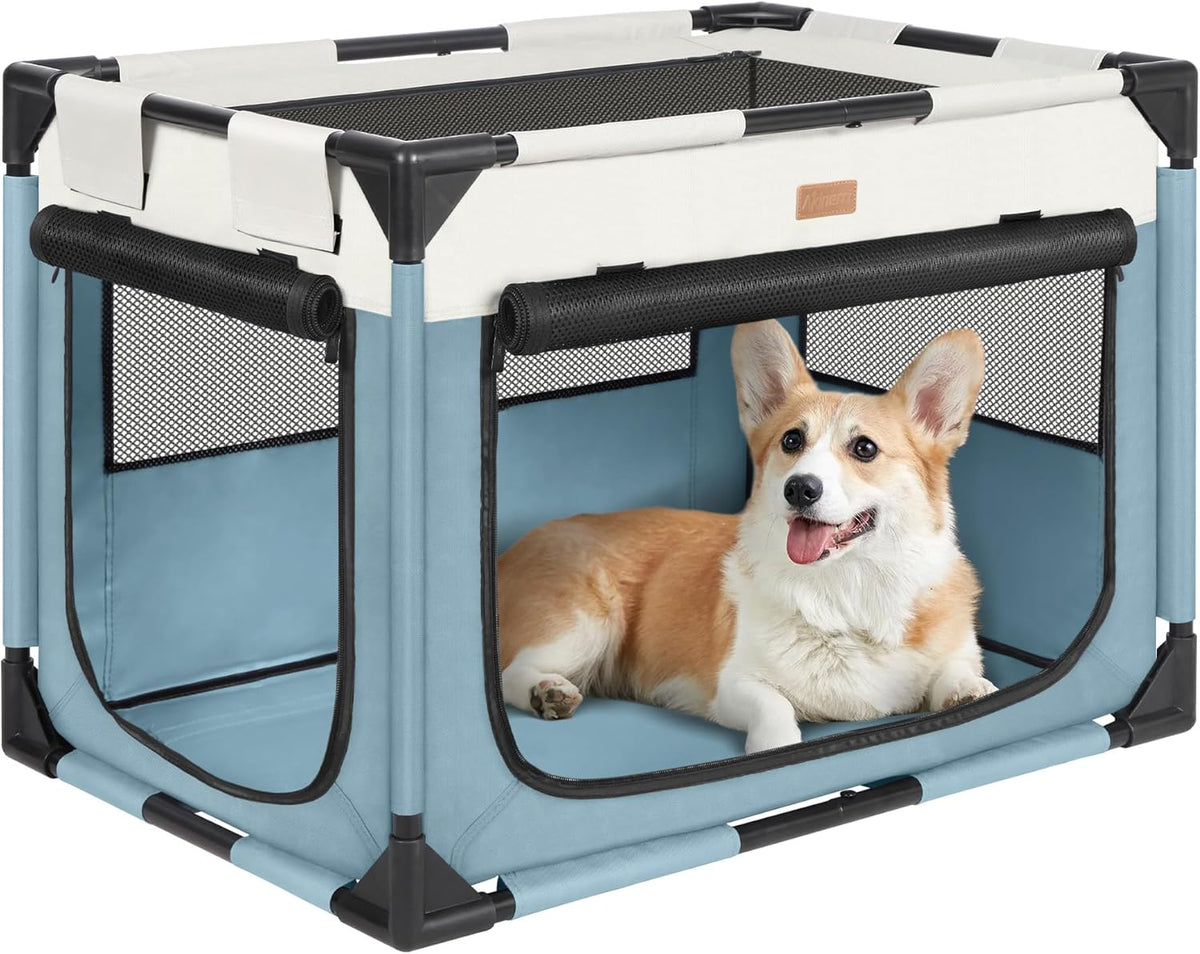 Dog Crate - Soft Pet Kennel for Dogs/Cats, 3-Door Breathable Travel Cage with Mesh Window, Portable