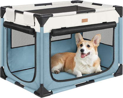 Dog Crate - Soft Pet Kennel for Dogs/Cats, 3-Door Breathable Travel Cage with Mesh Window, Portable