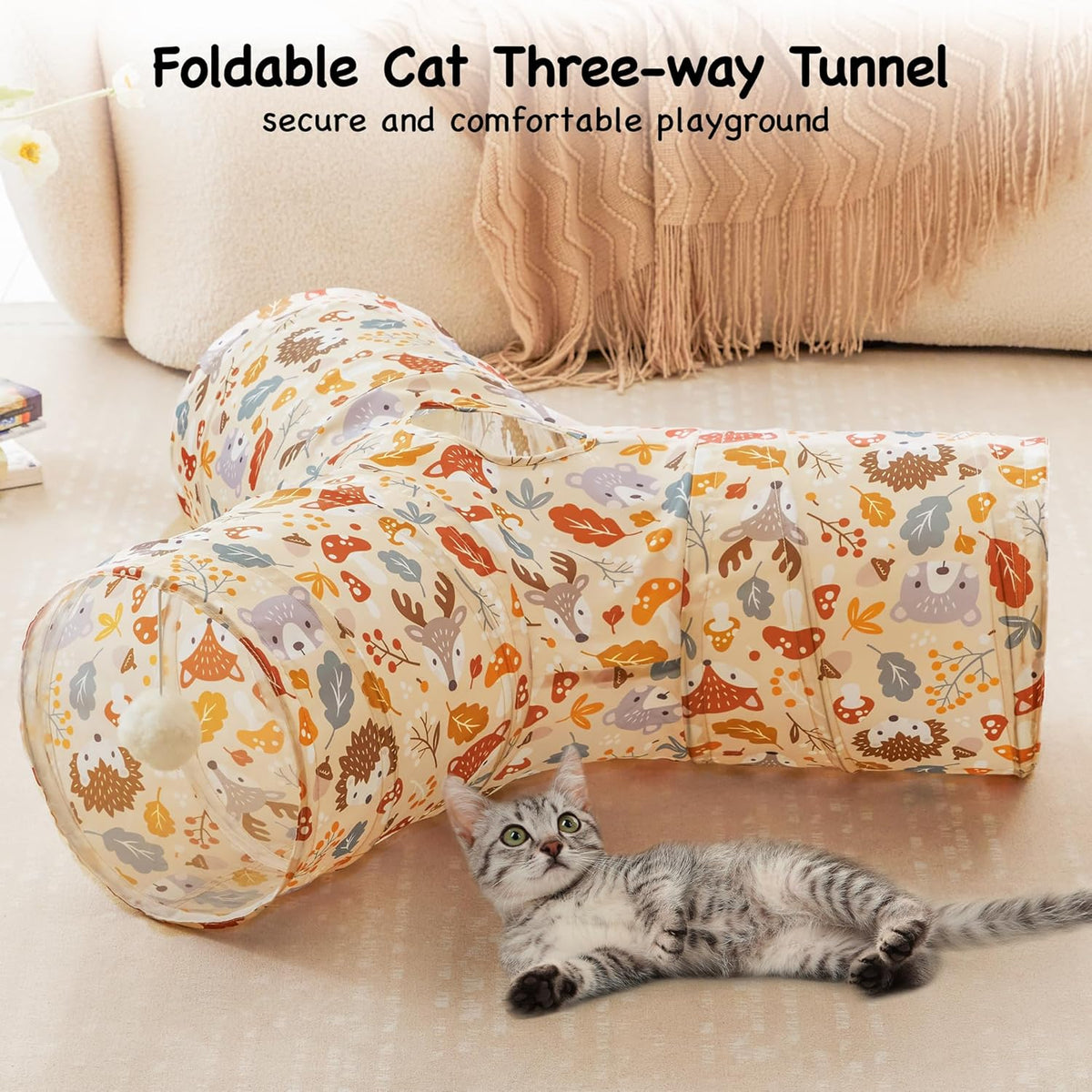 Tempcore Pet Cat Tunnel Tube Cat Toys 3 Way Collapsible, Cat Tunnels for Indoor Cats，Kitty Tunnel