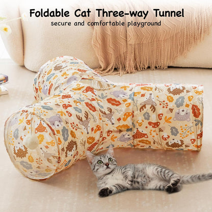 Tempcore Pet Cat Tunnel Tube Cat Toys 3 Way Collapsible, Cat Tunnels for Indoor Cats，Kitty Tunnel