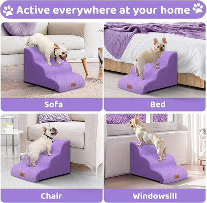 Dog Ramp and Stair for Bed 16" H-20 H,3-Step Cat Stair for Sofa and Chair,4-Step Dog Ramp for High