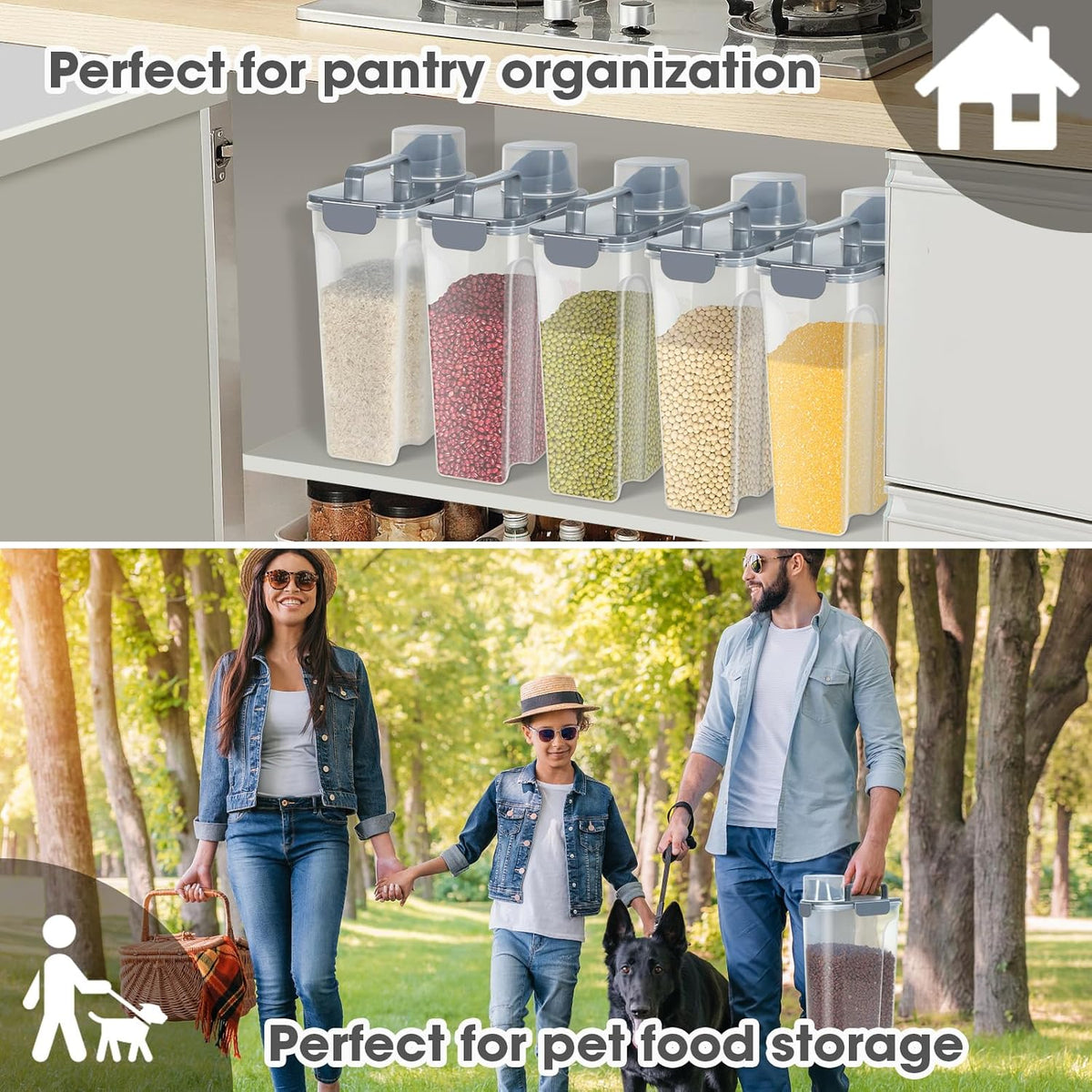 Rice Storage Container 10 Lbs, Airtight Food Dispenser with Large Spout and Cup for Pet Dog Cat