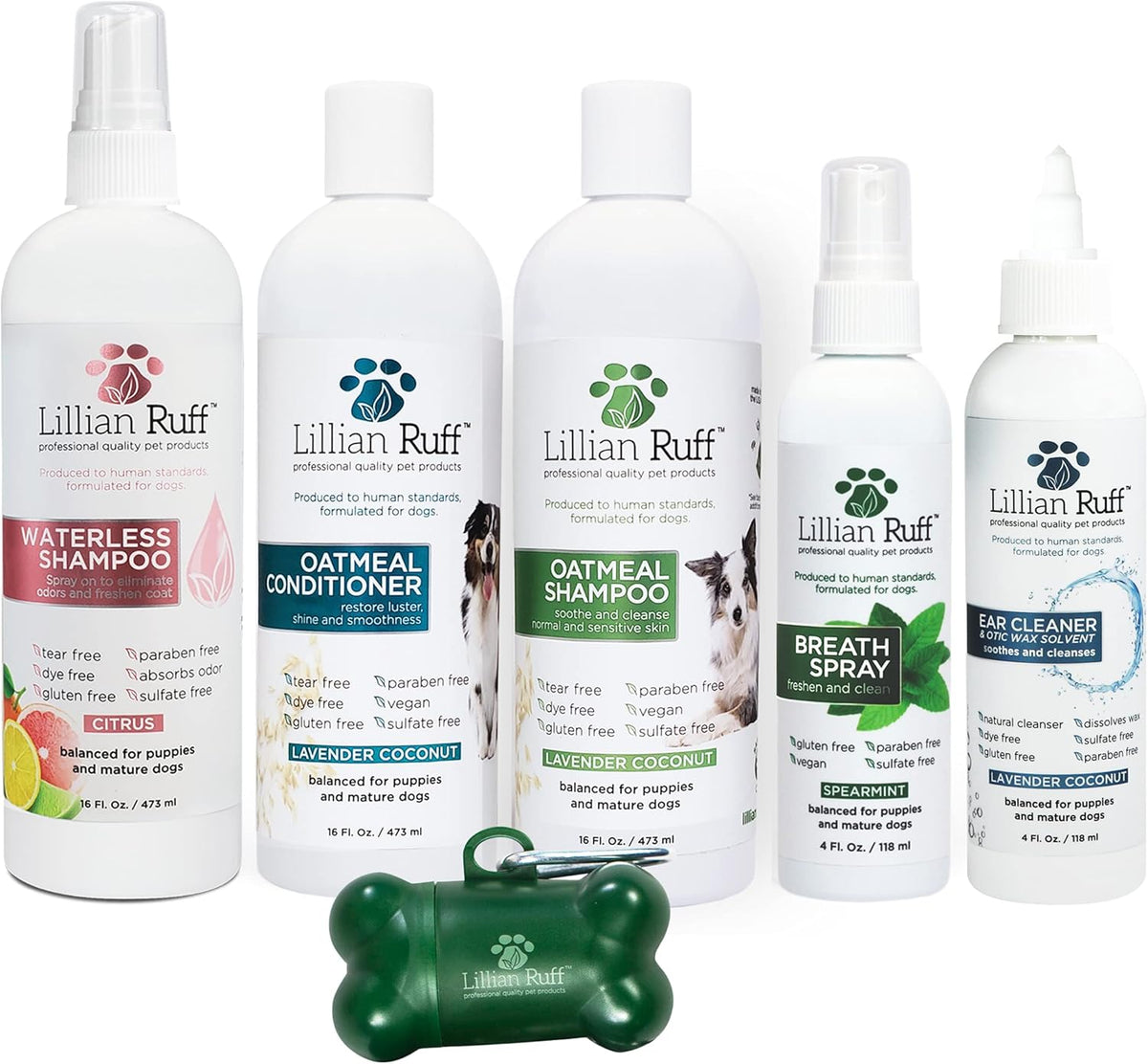 Lillian Ruff Starter Pack Gift Set for Dogs | Oatmeal Shampoo, Oatmeal Conditioner, Waterless