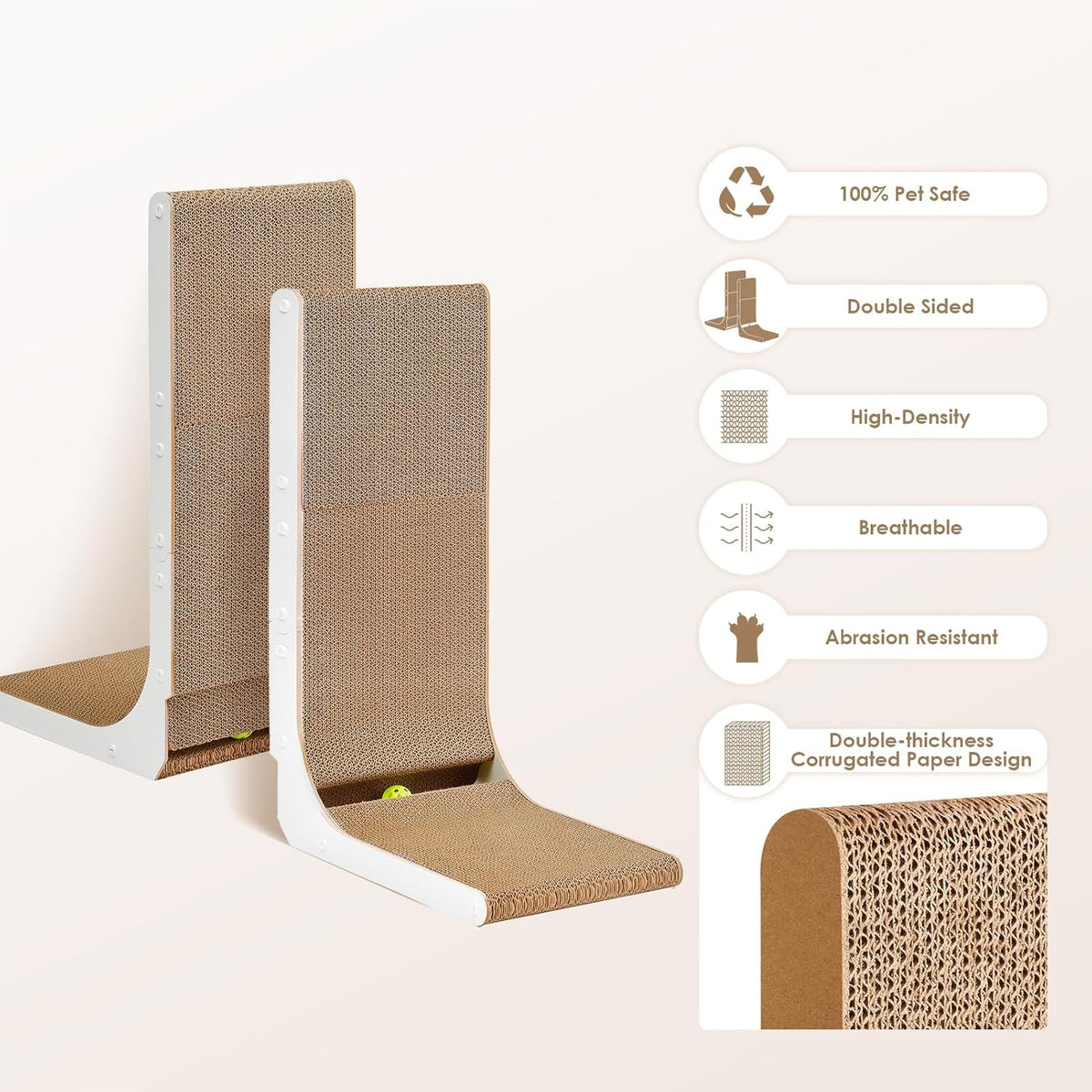 EHEYCIGA Cardboard Cat Scratcher for Indoor Kitten Cats, 19 Inch L Shaped Vertical Cat Scratching