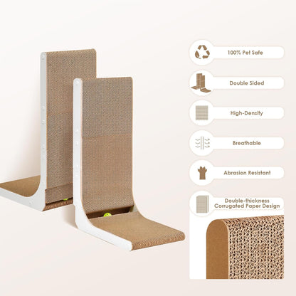 EHEYCIGA Cardboard Cat Scratcher for Indoor Cats, 26.8 Inch L Shaped Vertical Cat Scratching Board