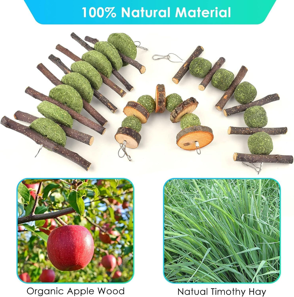 ERKOON Bunny Chew Toys, Rabbit Chew Toys for Teeth Grinding, Improve Dental Health, 100% Natural