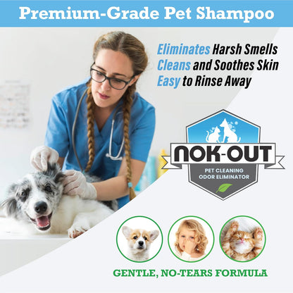 NOK OUT Premium Grade Pet Shampoo for Dogs and Cats, Veterinary Strength and Odor Eliminator