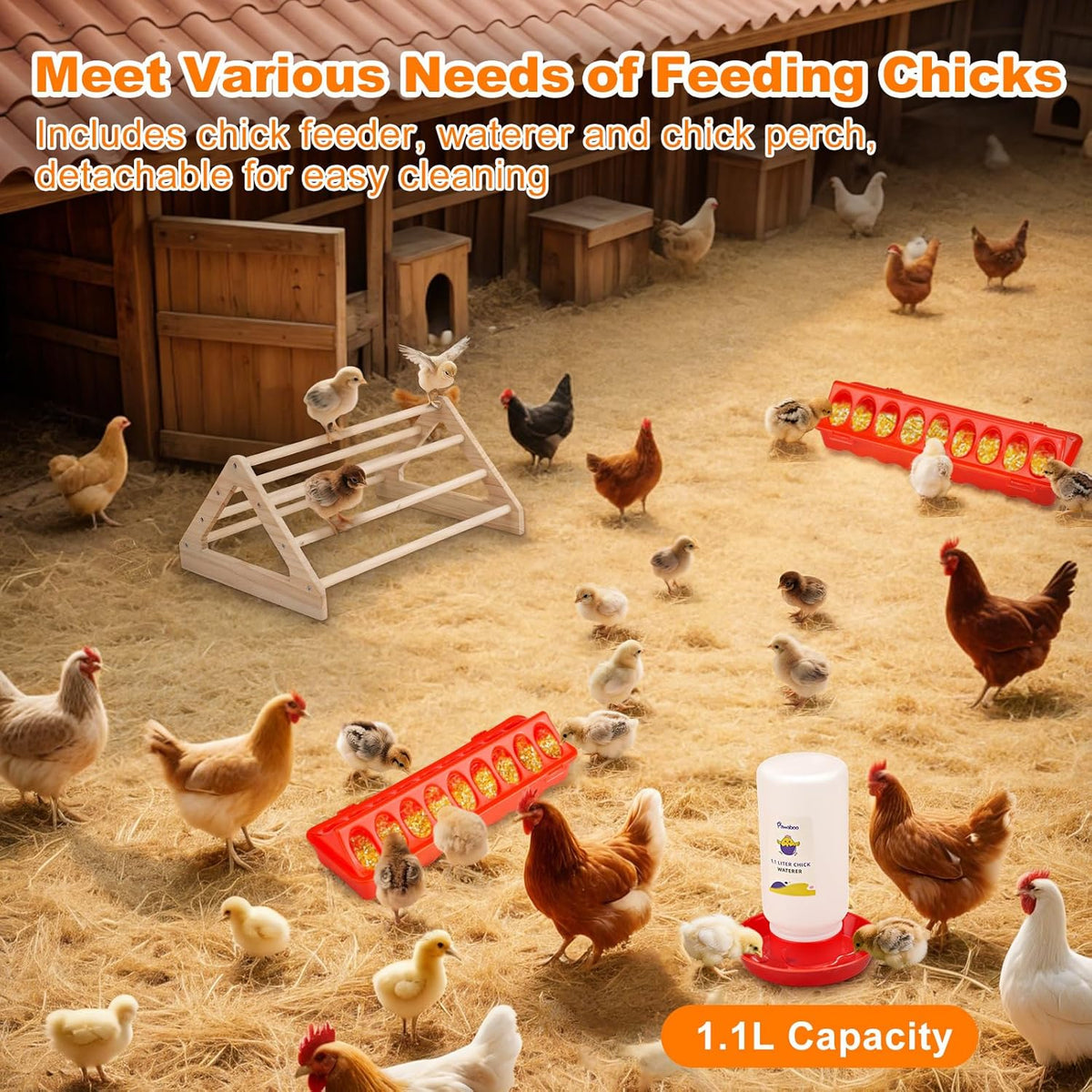 Pawaboo 6-in-1 Chicken Brooder Box for Chick Starter Kit, Includes Pet Cage Tent, Brooders Heating