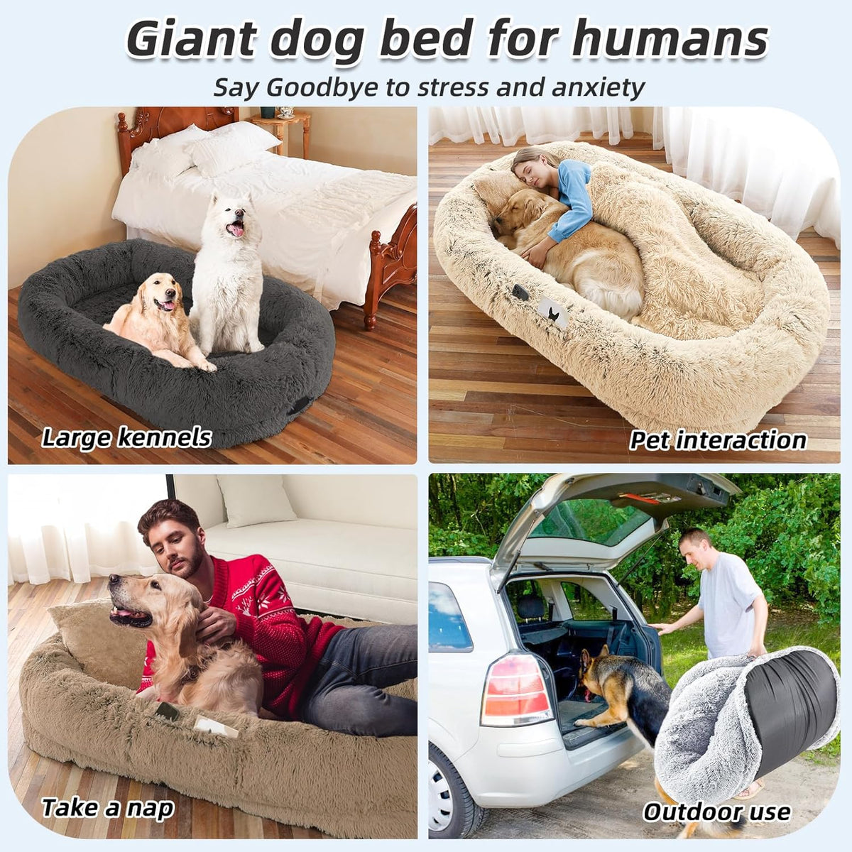 Human Dog Bed, Large Dog Beds for Humans Size Fits You and Pets, Washable Faux Fur Orthopedic Human