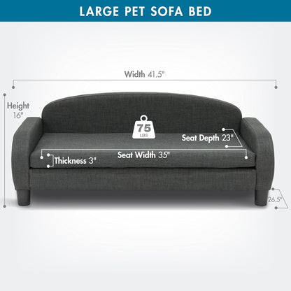 Paws & Purrs Multi-Cat Sofa Bed – 41.5″ Wide Elevated Pet Couch with 3″ Foam Mattress, Removable