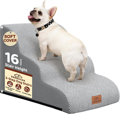 Dog Ramp and Stair for Bed 16" H-20 H,3-Step Cat Stair for Sofa and Chair,4-Step Dog Ramp for High